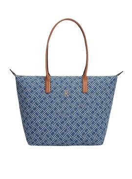 Bolsa Tommy Hilfiger Popette monográfica tote azul para mulher.