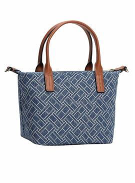 Bolsa Tommy Hilfiger Popette mini monograma azul para mujer