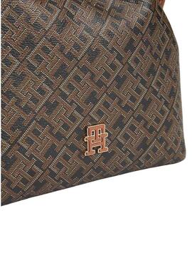 Bolsa Tommy Hilfiger Monoplay Bucket marrom para mulher.