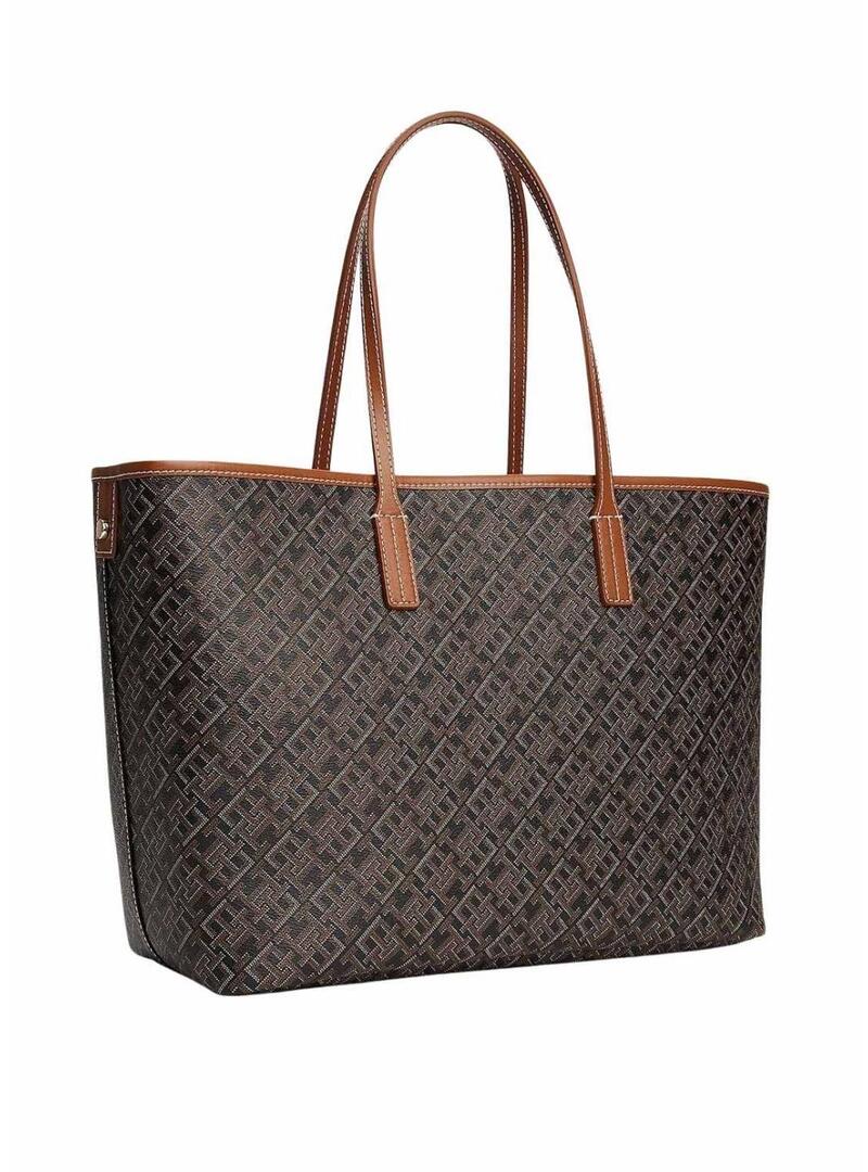 Bolsa Tommy Hilfiger Monoplay Tote marrom para mulher