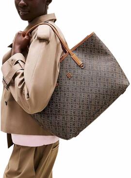 Bolsa Tommy Hilfiger Monoplay Tote marrom para mulher