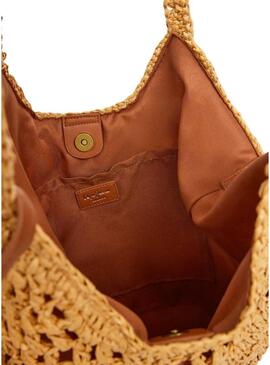 Bolsa Pepe Jeans Judith de rafia para mulher.