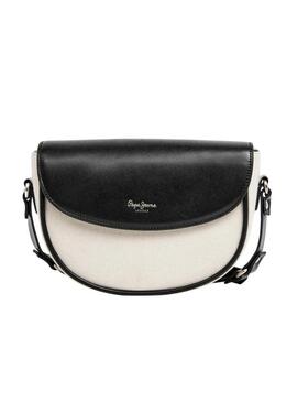 Bolsa Pepe Jeans Crisha branca e preta para mulher.