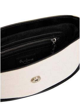 Bolsa Pepe Jeans Crisha branca e preta para mulher.