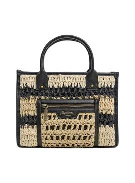 Bolsa Pepe Jeans Zadie bege e preta para mulher