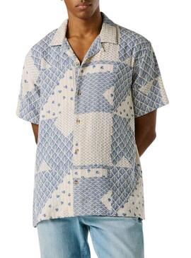 Camisa Pepe Jeans Pisarrot patchwork azul para homem