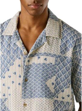Camisa Pepe Jeans Pisarrot patchwork azul para homem