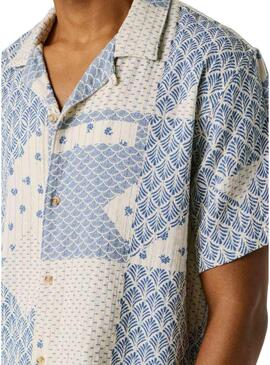 Camisa Pepe Jeans Pisarrot patchwork azul para homem
