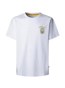 Camiseta Pepe Jeans Sagan branca para homem.