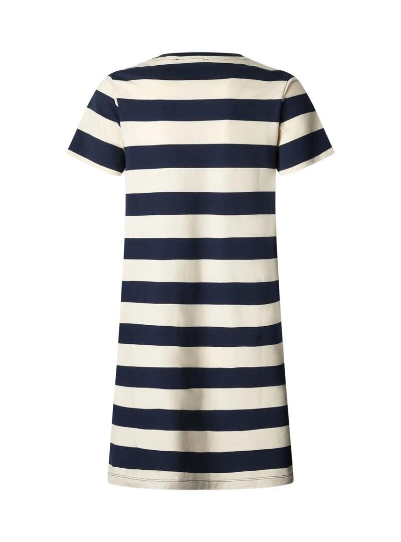 Vestido Pepe Jeans Loren azul e branco para mulher.