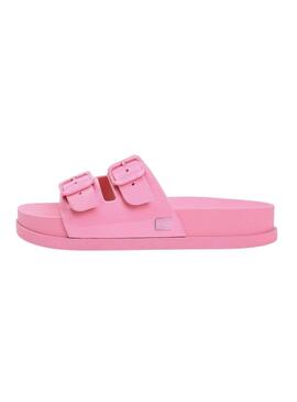 Chinelos Tommy Jeans Confort Jelly com fivelas rosa para mulher