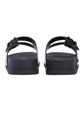 Chinelos Tommy Jeans Confort Jelly com fivelas pretas para mulher.