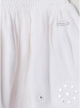 Saia Pepe Jeans Holly branca para menina.