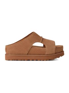 Sandálias UGG Goldenstar Hi Cutout Slide Chestnut para mulheres.