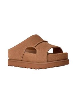 Sandálias UGG Goldenstar Hi Cutout Slide Chestnut para mulheres.