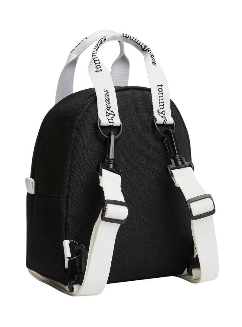 Mochila Tommy Jeans Essential mini preta para mulher.