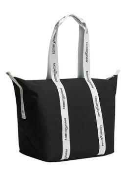 Bolsa Tommy Jeans Essential tote preta para mulher.