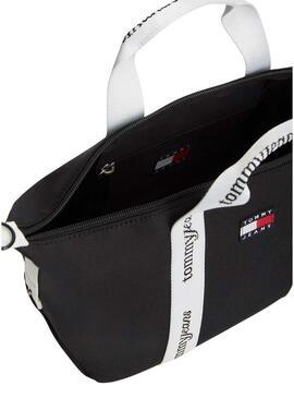 Bolsa Tommy Jeans Essential Mini tote preta para mulher.