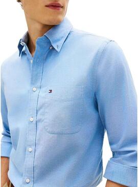 Camisa Tommy Hilfiger Oxford Light azul para homem