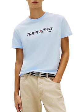 Camiseta Tommy Jeans Vintage logo azul para homem.