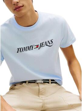 Camiseta Tommy Jeans Vintage logo azul para homem.