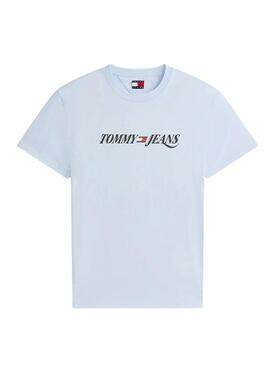 Camiseta Tommy Jeans Vintage logo azul para homem.