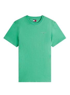 Camiseta Tommy Jeans Linear Chest verde para homem.