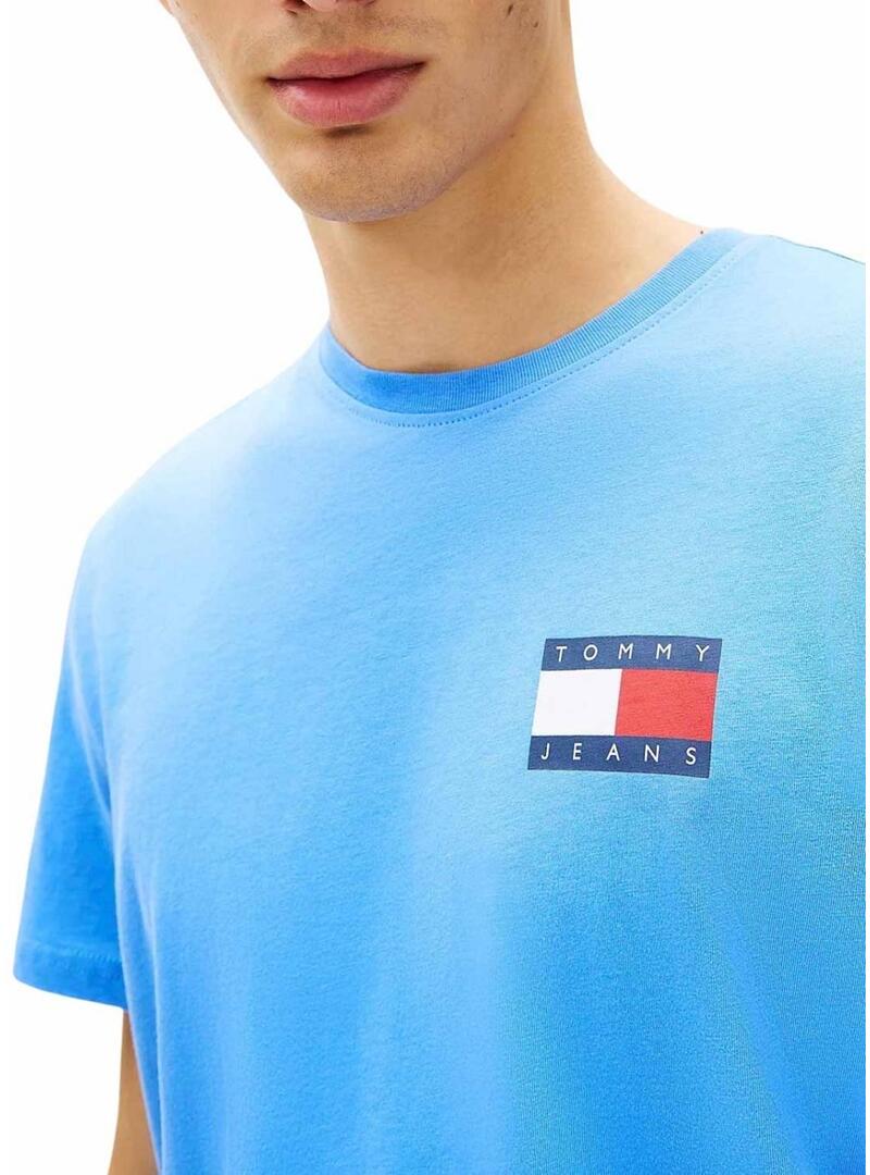 Camiseta Tommy Jeans Essential Flag azul para homem.