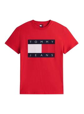 Camiseta Tommy Jeans Big Flag vermelha para homem