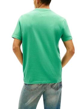 Camiseta Tommy Jeans Big Flag verde para homem.