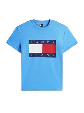 Camiseta Tommy Jeans Big Flag azul para homem