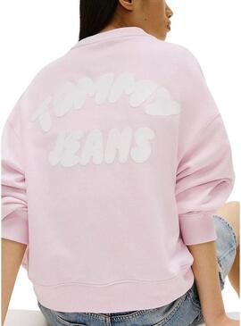 Moletom Tommy Jeans Bubble rosa para mulher.