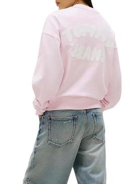 Moletom Tommy Jeans Bubble rosa para mulher.
