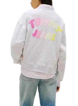 Moletom Tommy Jeans Bubble cinza para mulher