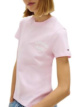 Camiseta Tommy Jeans Bubble rosa para mulher