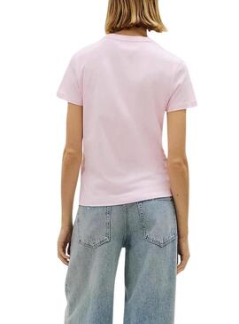 Camiseta Tommy Jeans Bubble rosa para mulher