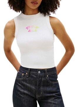 Top Tommy Jeans Bubble branco para mulher.