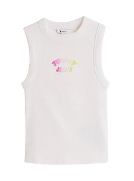 Top Tommy Jeans Bubble branco para mulher.