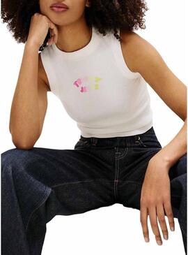 Top Tommy Jeans Bubble branco para mulher.