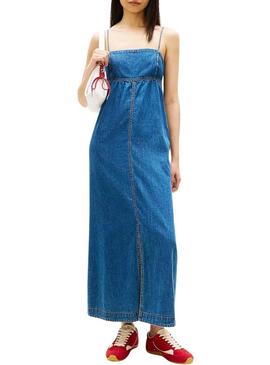 Vestido Tommy Jeans Chambray maxi para mulher