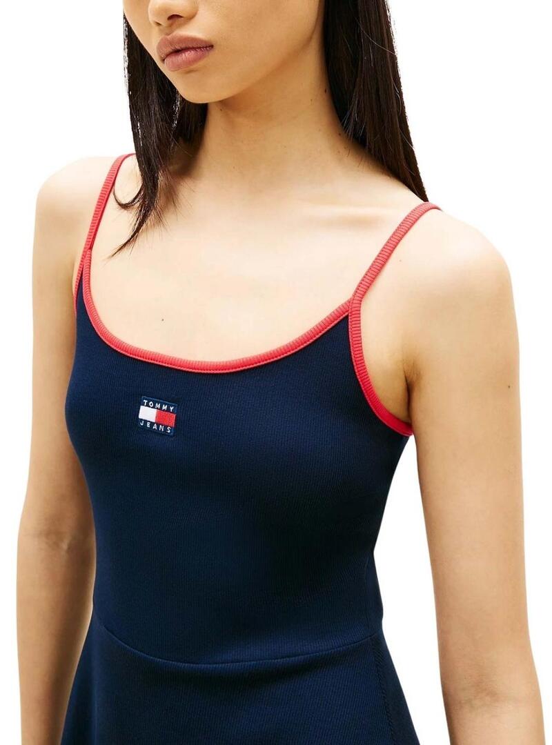 Vestido Tommy Jeans alças patinadora azul para mulher