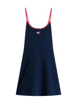 Vestido Tommy Jeans alças patinadora azul para mulher