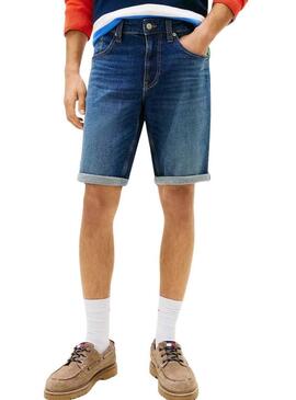 Bermuda de ganga Tommy Jeans Ronnie lavado escuro para homem.