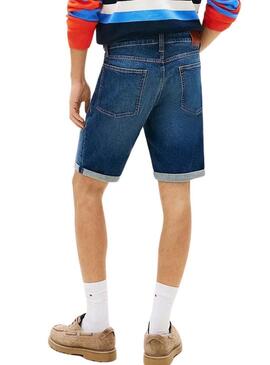 Bermuda de ganga Tommy Jeans Ronnie lavado escuro para homem.