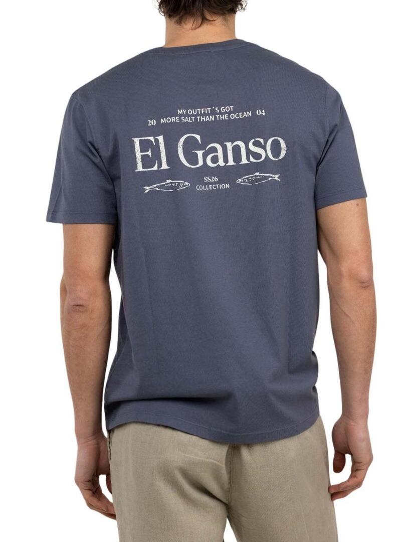 Camiseta O Ganso Peixes azul para homem.