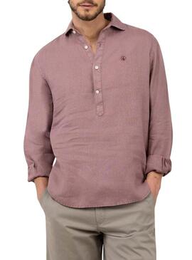 Camiseta El Ganso de linho granate para homem.