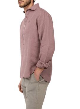 Camiseta El Ganso de linho granate para homem.