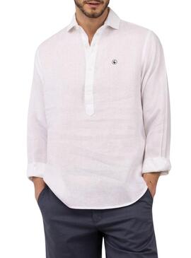 Camiseta El Ganso branco de linho para homem.