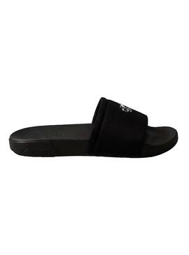 Sandálias Calvin Klein Jeans Slide Canvas preto para mulher.