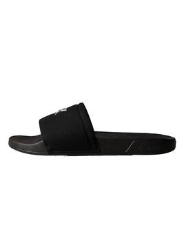 Sandálias Calvin Klein Jeans Slide Canvas preto para mulher.